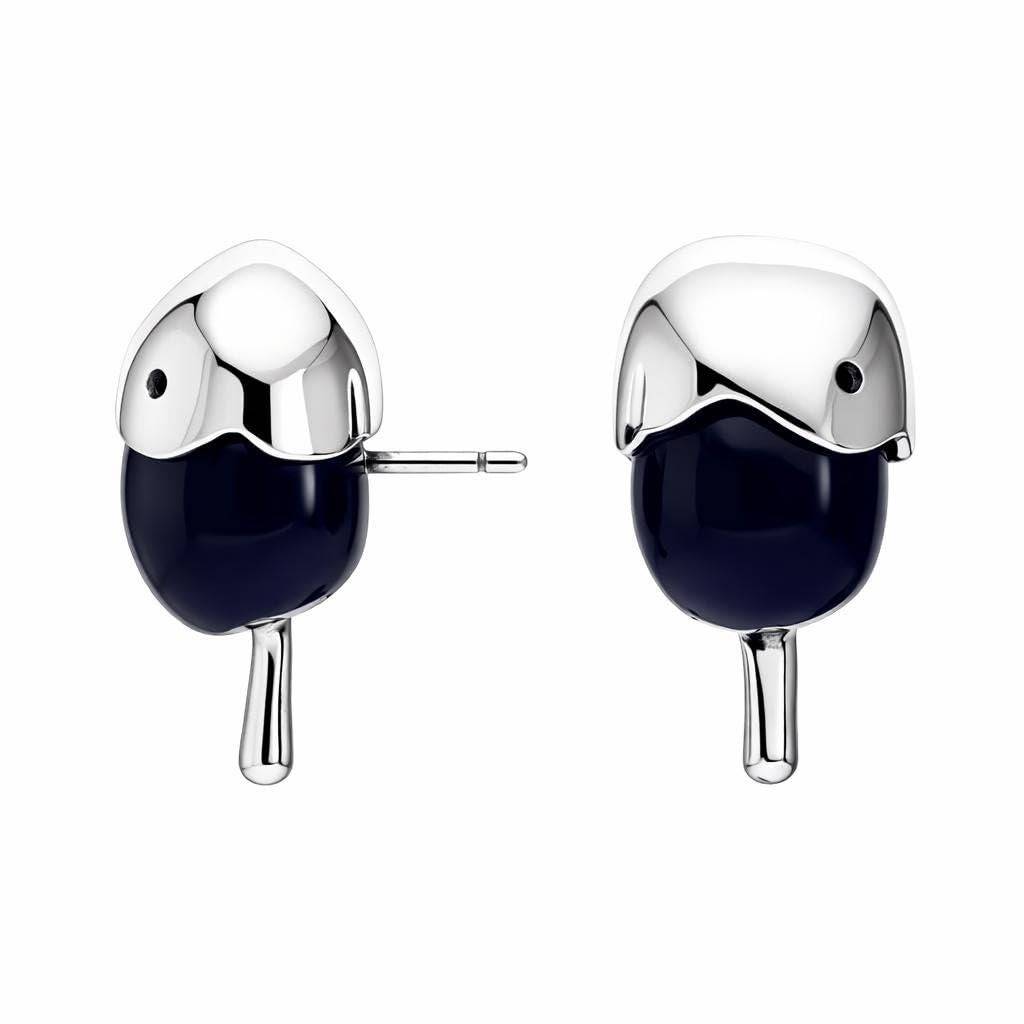 925 Silver Bird Stud Earrings Blue Cz Animal : SE_000979