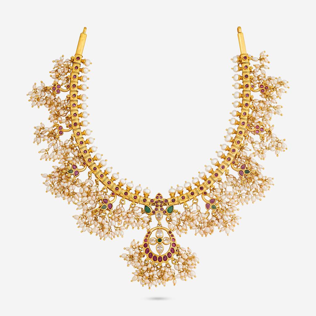 Ruby-Green Gold - Plated Bridesmaid Temple Necklace - 452652 : 452652