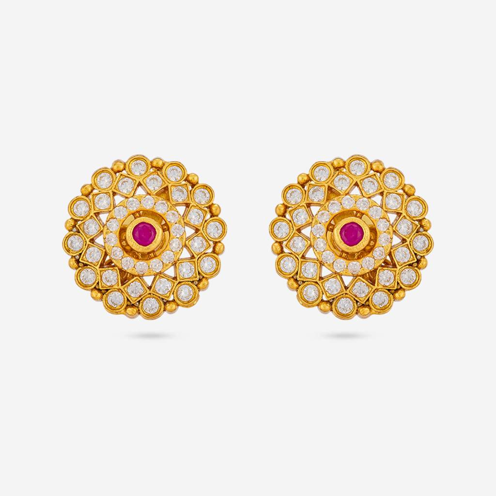 Ruby Gold - Plated Casual Wear Temple Earring - 472283 : 472283