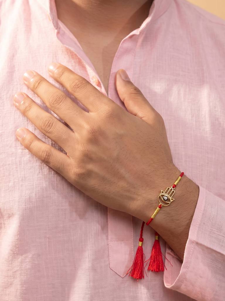Radiant Hamsa Protection Fine Silver Rakhi : RKS0029