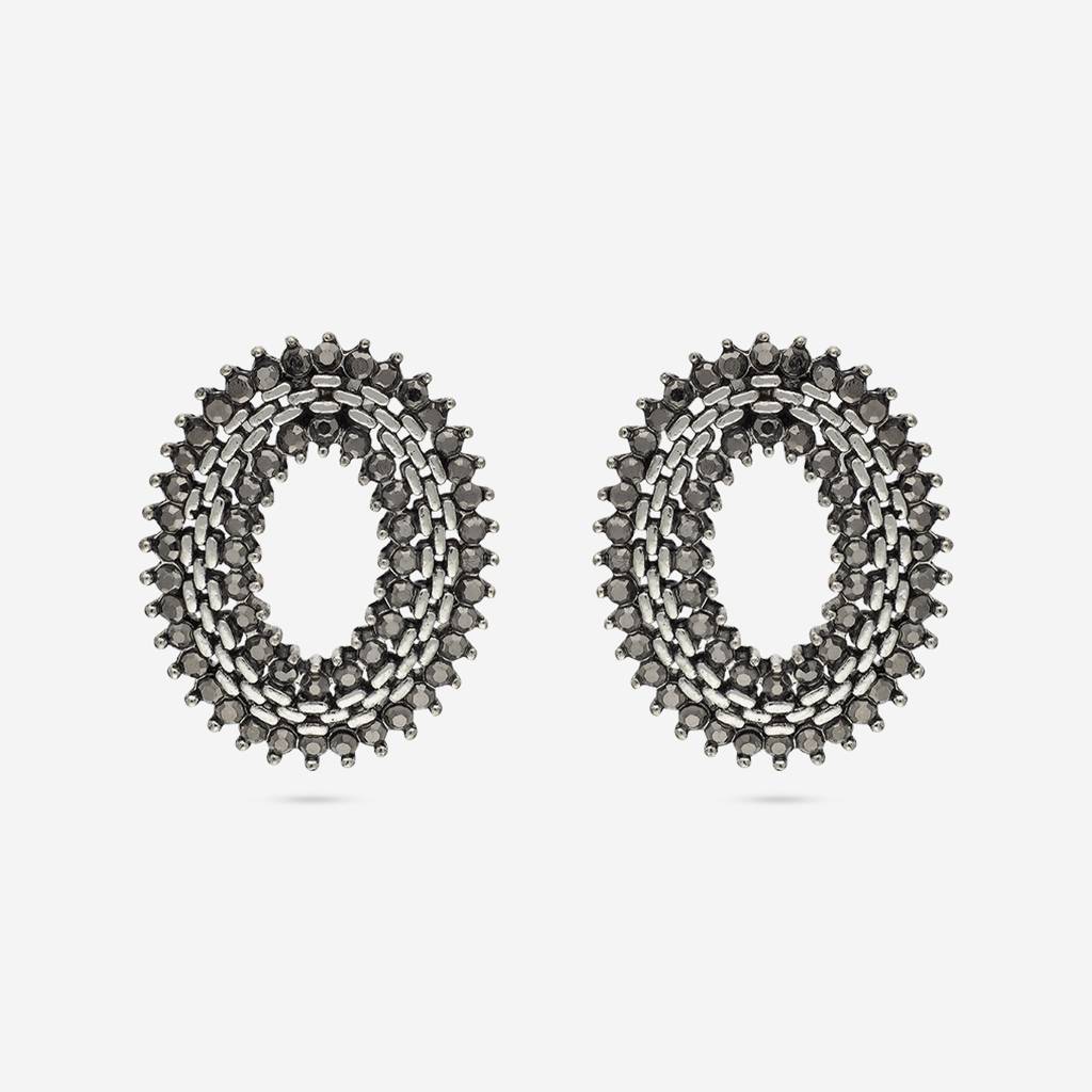 Grey Oxidised - Plated Casual Wear Trendy Earring - 450520 : 450520