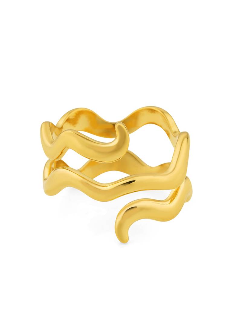 18K Gold Plated Serene Flow Ring Stainless Steel Waterproof & Anti-Tarnish(Size-7) : R85SJSS7G