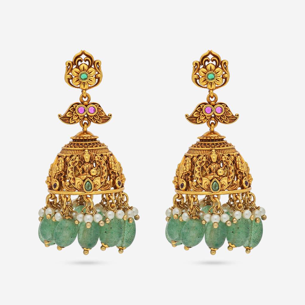 Ruby-Green Gold - Plated Bridesmaid Antique Earring - 447547 : 447547