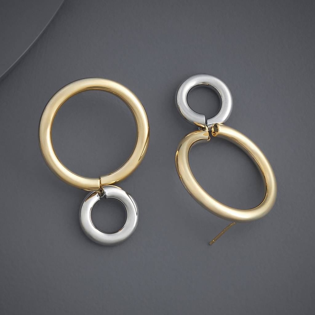 Rhodium-Gold - Plated Casual Wear Trendy Earring - 439319 : 439319