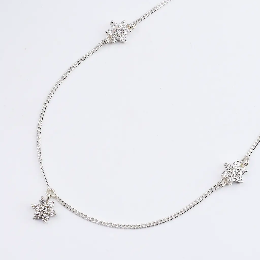 Silver Cz Flower Multi Motif Necklace ‚Äì Small : 46536087