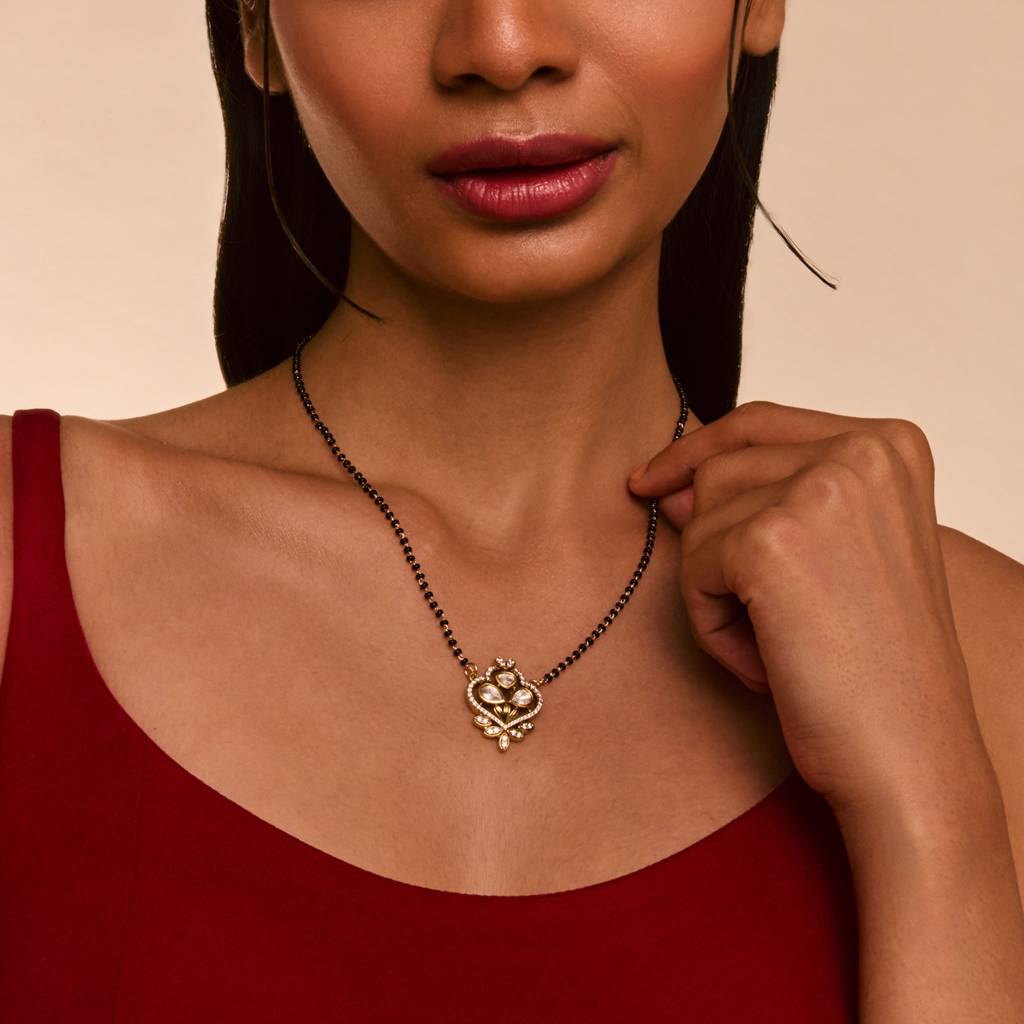 White Victorian Plated - Casual Wear Kundan Mangalsutra - 460900 : 460900