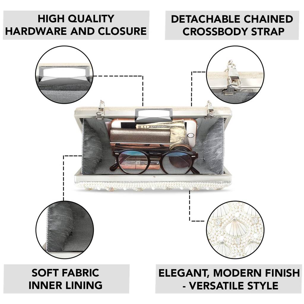 Clutch Purses For Women Wedding Handmade Evening Sling Handbags Party Bridal Clutch (C35W) : C35W