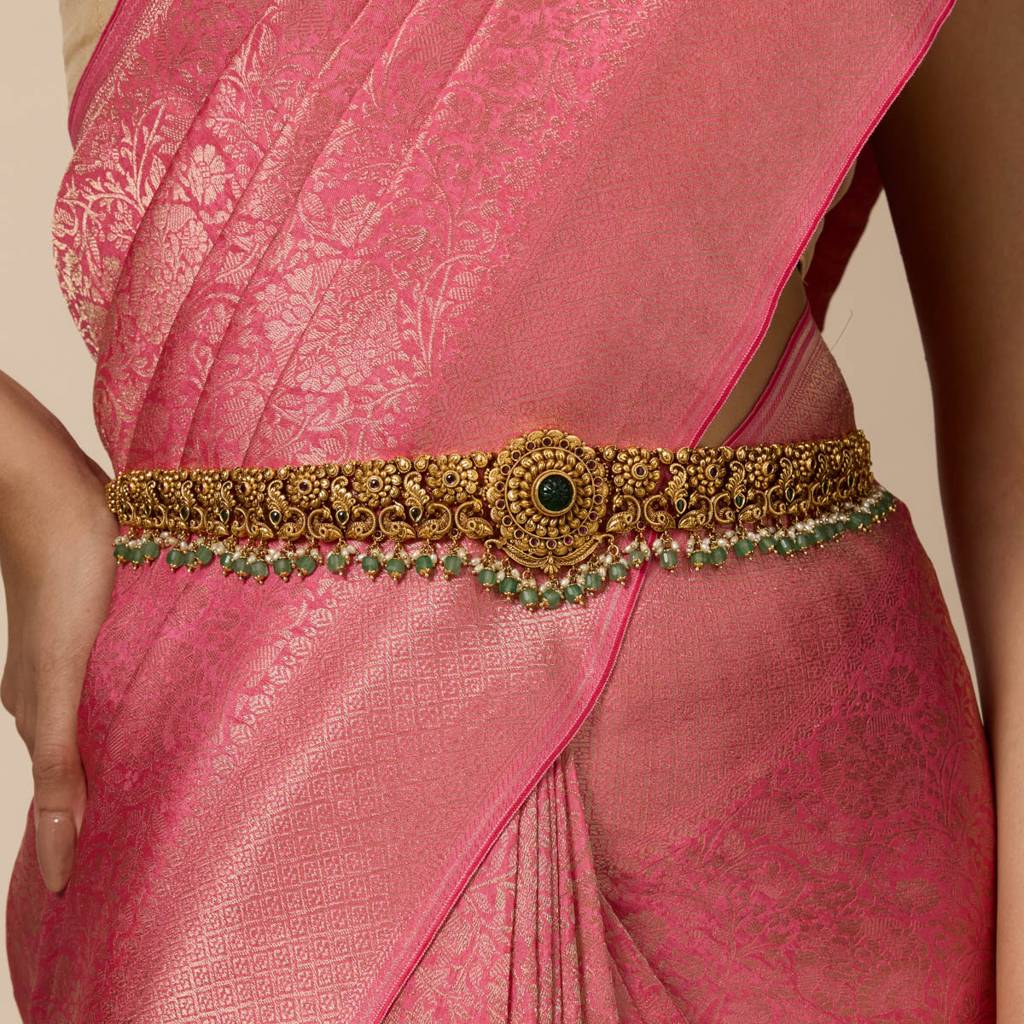 Ruby-Green Gold - Plated Bridal Antique Belt - 447582 : 447582