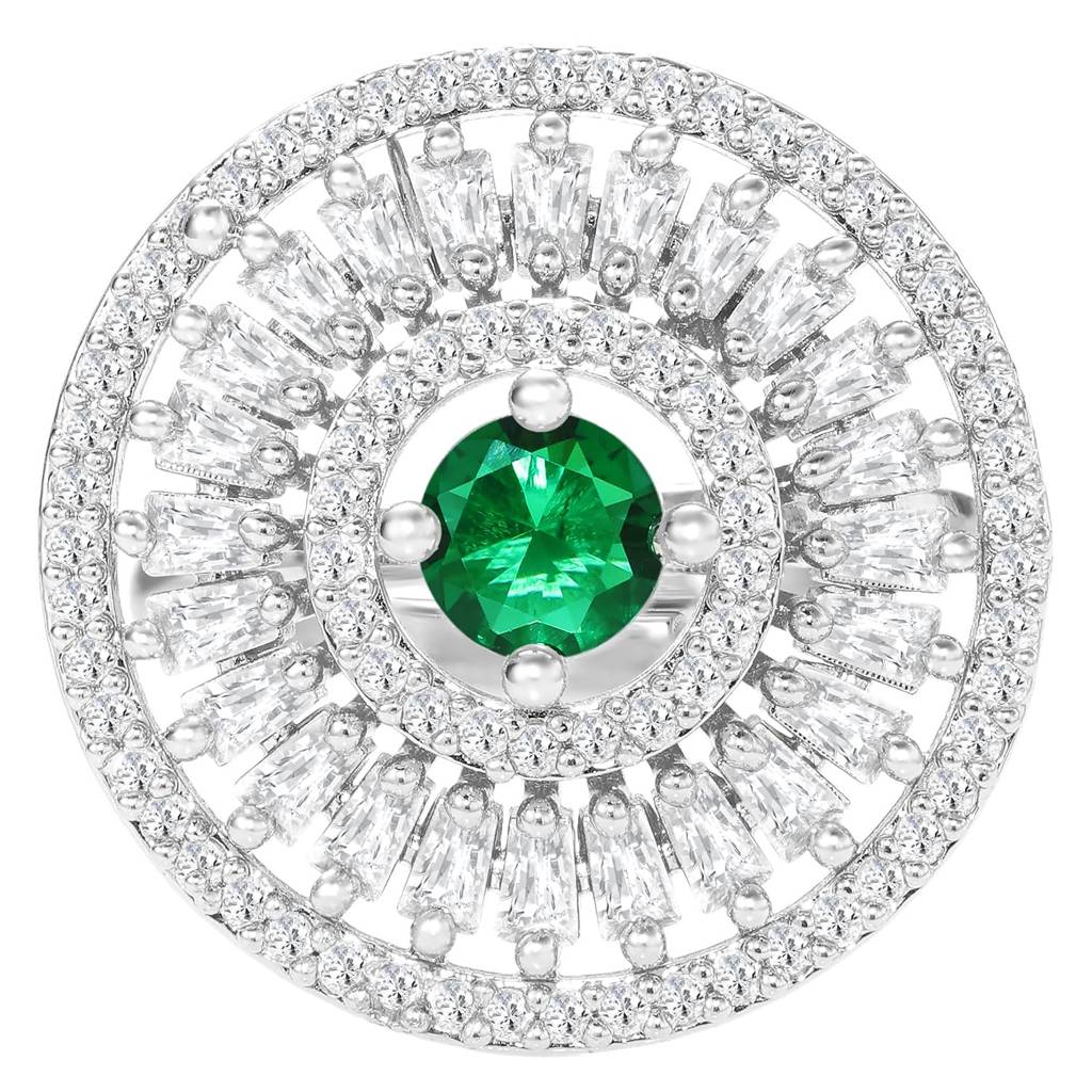 Ethnic Green Silver Plated Adjustable Fancy Finger Ring For Women : PF04R15SGRN