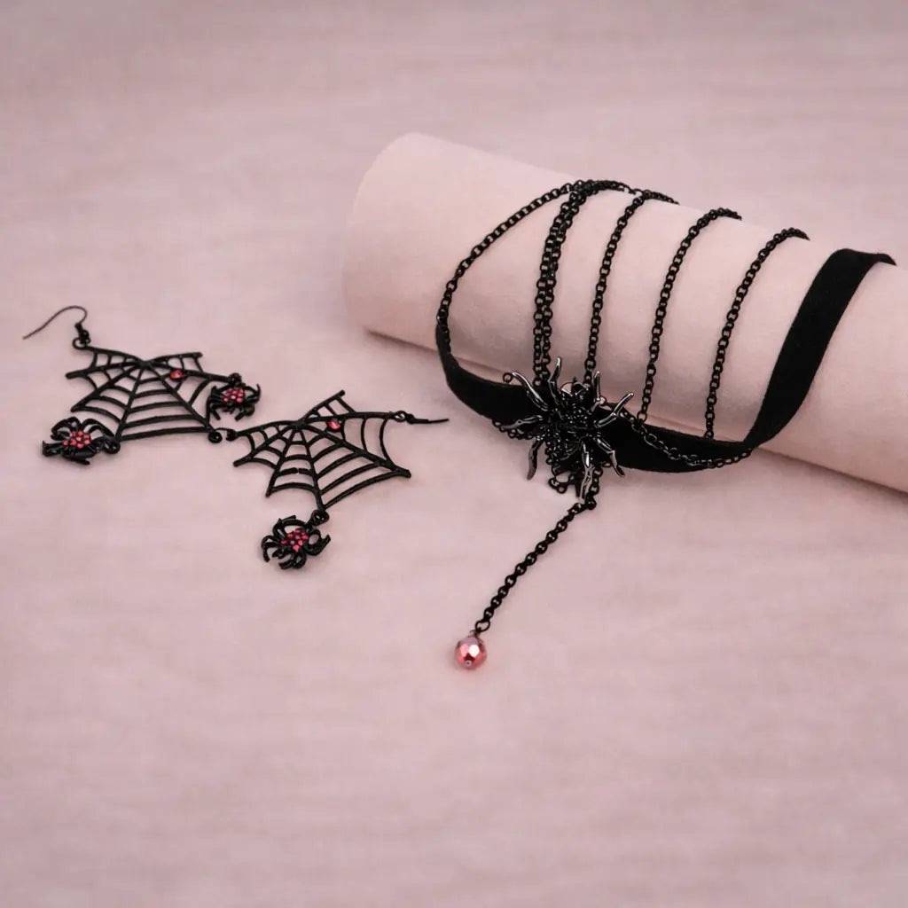 Witchy Wink Jewellery Set : NEC-038-S-BLK-RED-1