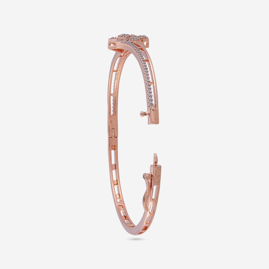 White Rhodium-Rose Gold - Plated Party Wear Zircon Kada - 474031 : 474031