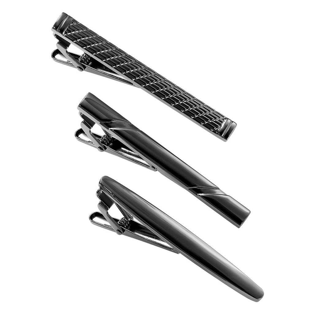 Black Stainless Steel Classic Tie Pins For Men Formal Business Accessories Gift (Pack Of 3) : PX9T30