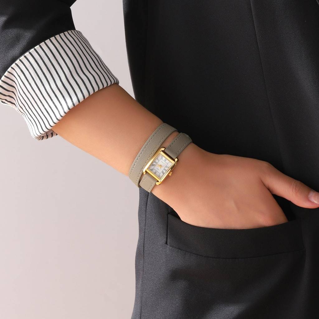 Vintage Muse Leather Strap Wrappable Watch : WT-S-0022-GY-WH