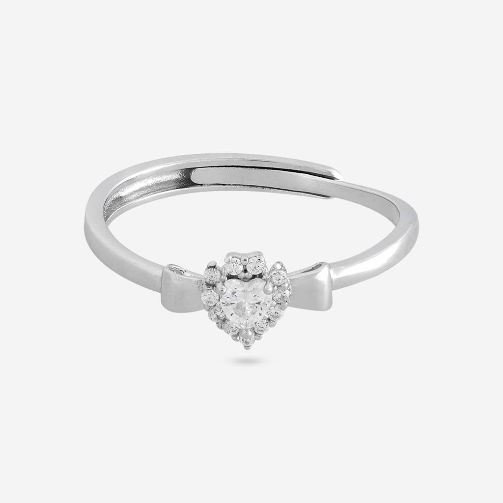 White Rodium Plated - Office Wear Silver Finger Ring - 465940 : 465940