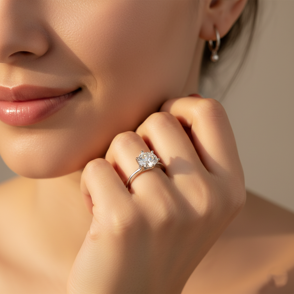 925 Sterling Silver Solitaire Ring With Cubic Zirconia - Classic Elegant Jewelry For Women : R116S
