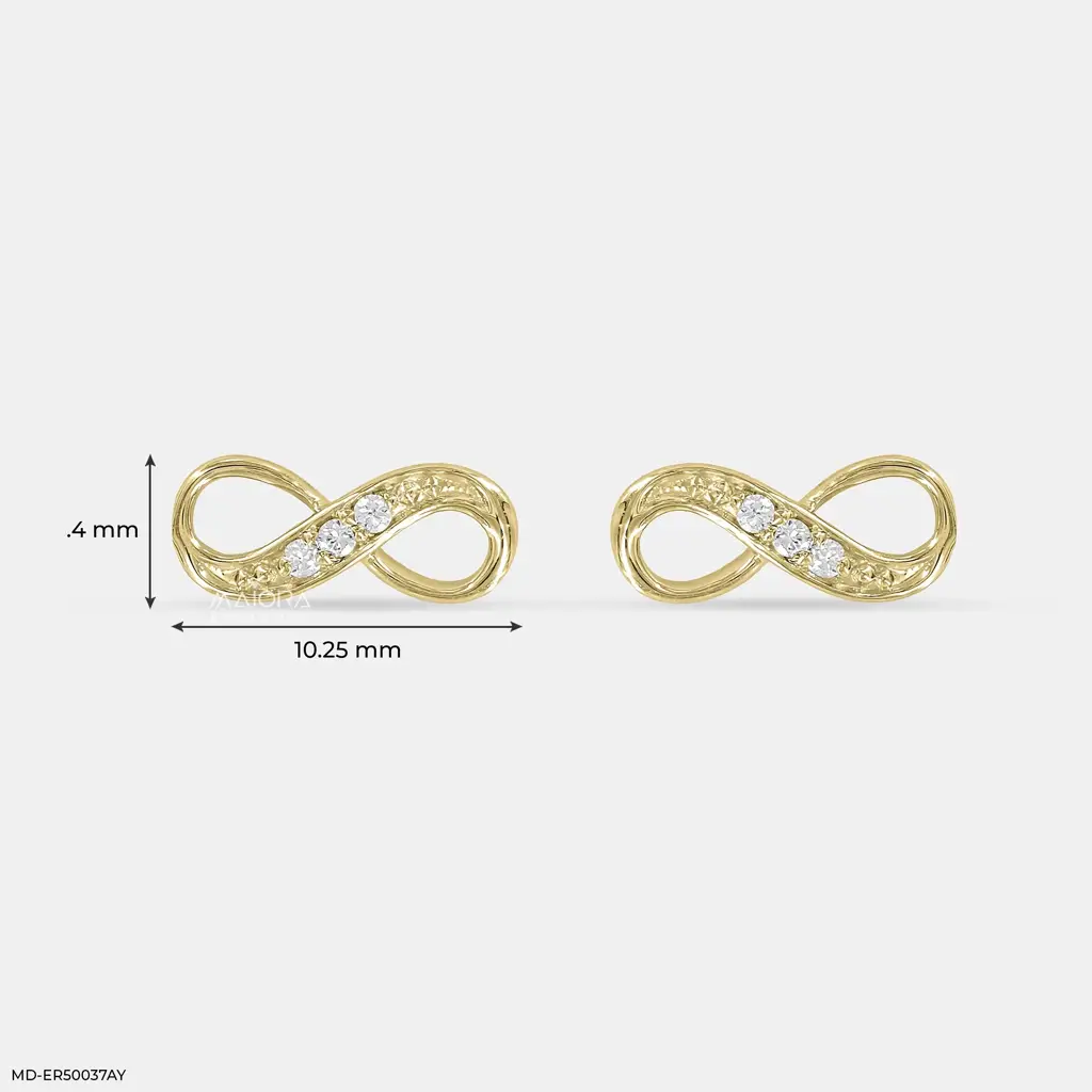 925 Sterling Silver Lab-Grown Diamond Infinity Stud Earrings 18K Yellow Gold Plated : MD-ER50037AY