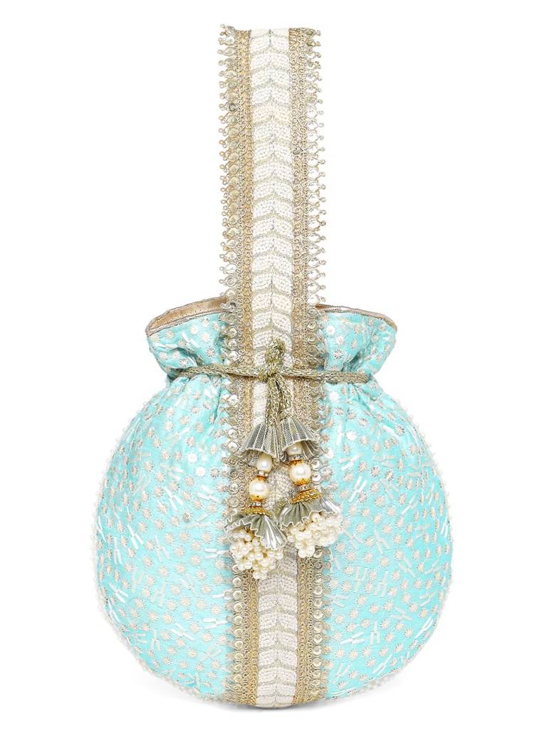 Potli Bags For Women Evening Bag Clutch Ethnic Bride Purse With Drawstring(P93Br) : P93SB