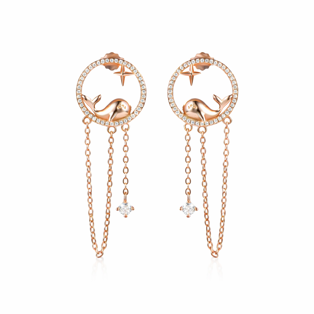 925 Sterling Dolphine Earrings : TRETL0043Rose