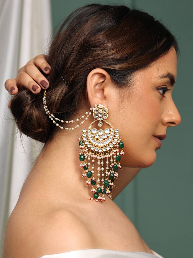 Noor Kundan Chand-Bali Earrings : 708EAR25RA