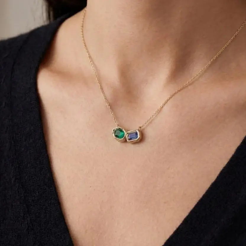 Borealis Duo Semi Silver Pendant Necklace : VFL10-G-SM
