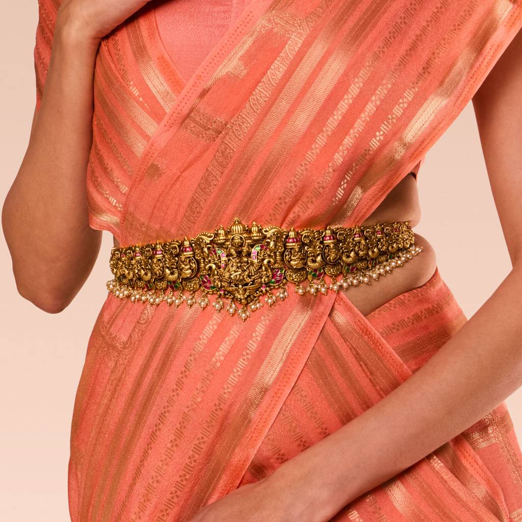 Ruby-Green Gold - Plated Bridal Antique Belt - 456952 : 456952