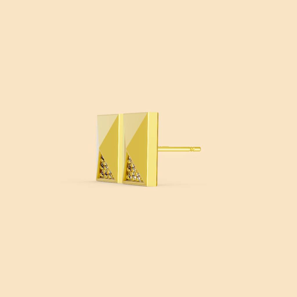 22K Gold Vermeil |Groove Studs For Men (Single Piece)| Pure 925 Sterling Silver With The Thickest Gold La : TSER-GRO-22K-70124