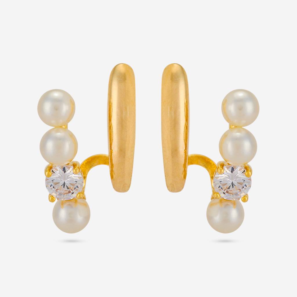 Pearl Gold - Plated Casual Wear Trendy Zircon Earring - 464676 : 464676