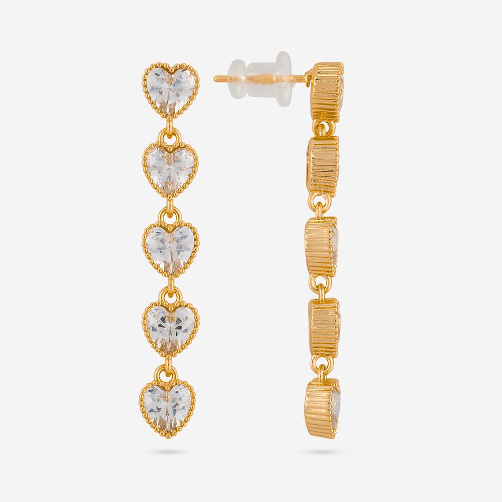 White - Plated Casual Wear Trendy Zircon Earring - 466899 : 466899