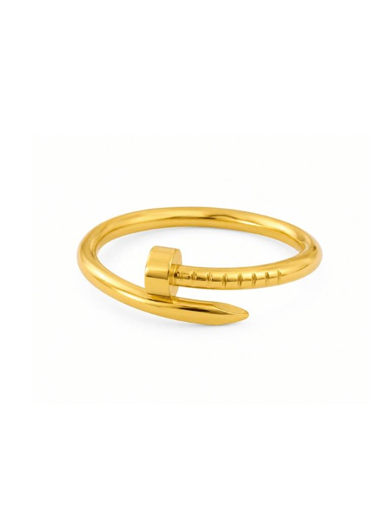 18K Gold Plated Stainless Steel Waterproof & Anti-Tarnish Golden Nail Ring : R101SJSS6G