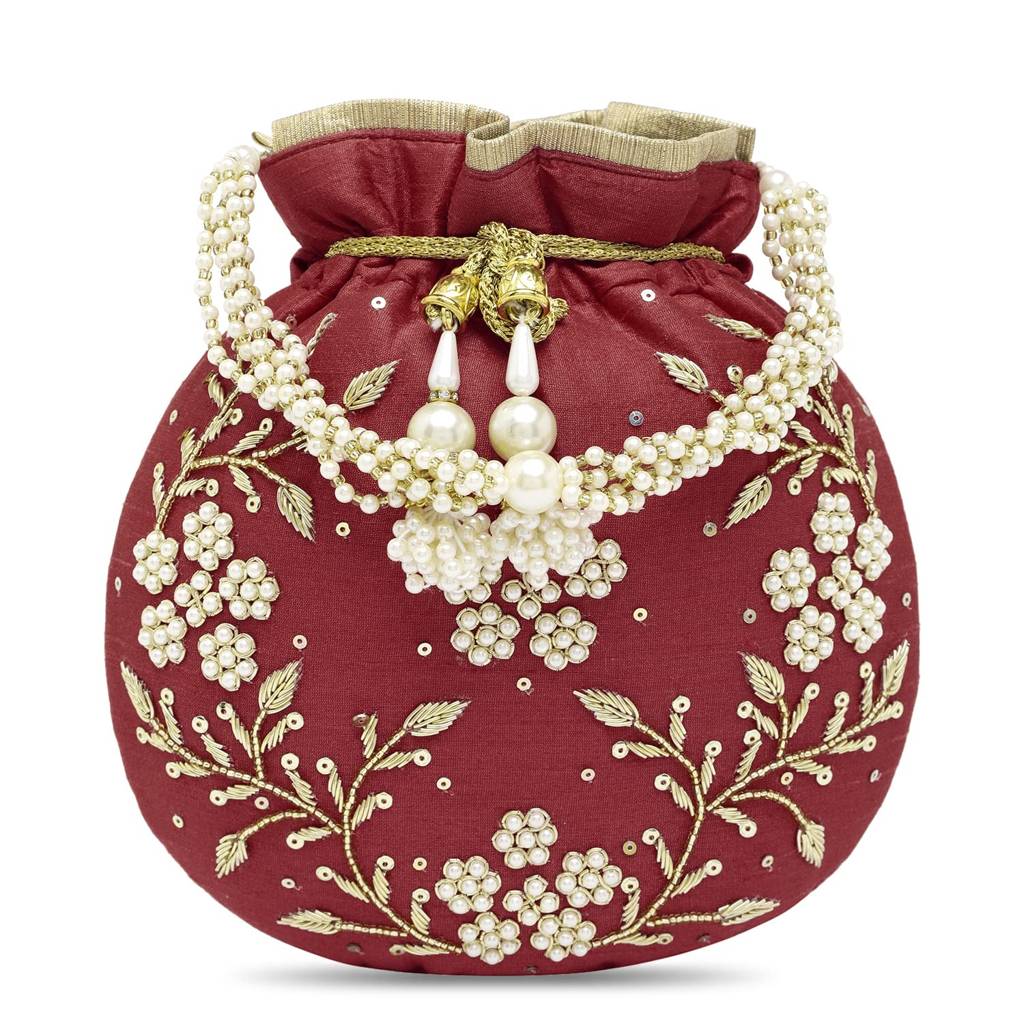 Rani Potli Bags For Women Evening Bag Clutch Ethnic Bride Purse With Drawstring (P86Rp) : P86M