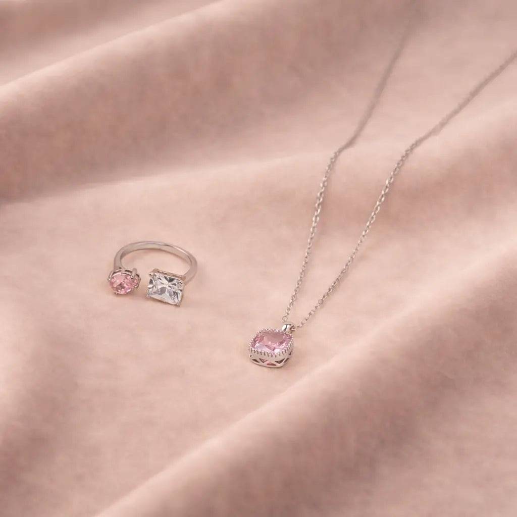 Eternz Certified Jewellery - SaltyPink Silver Soul Jewellery Set for Women
