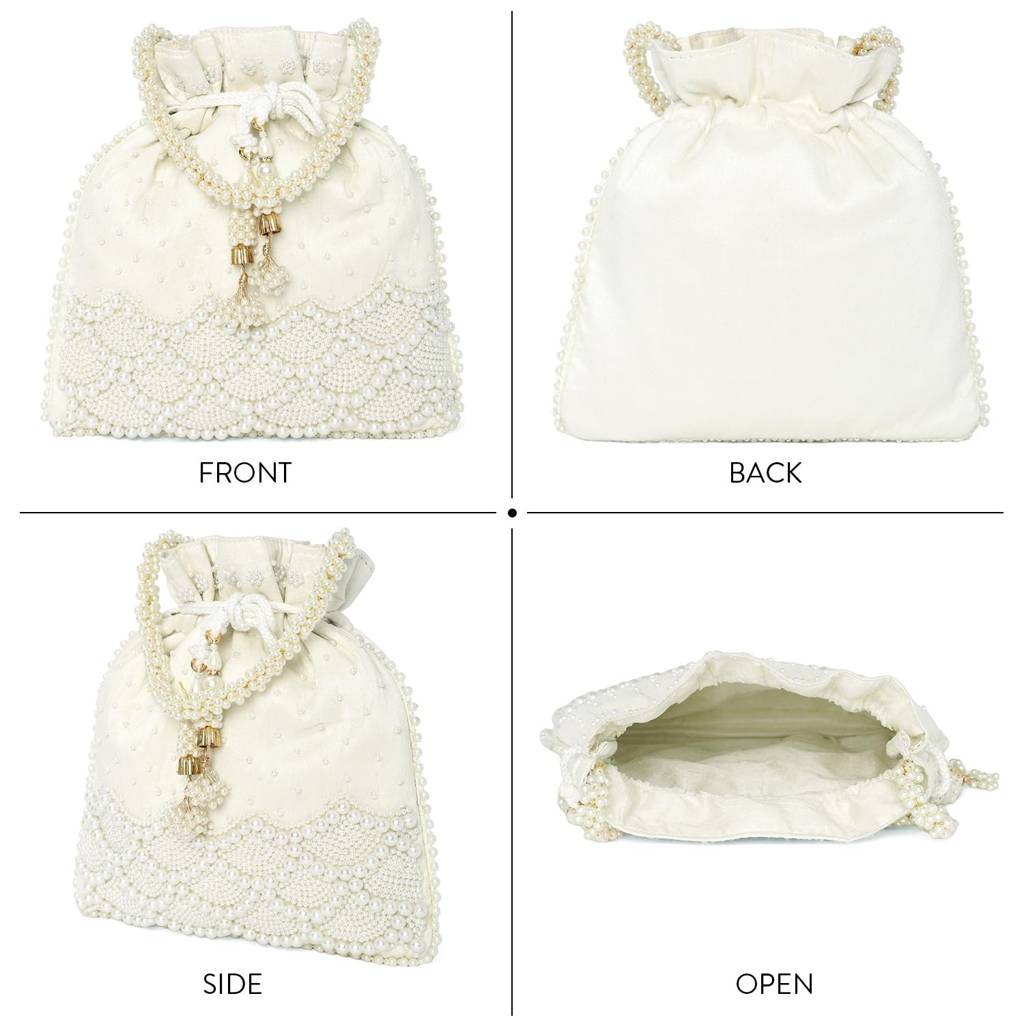 Potli Purse For Women Handmade Handbag Stylish Bridal Fashion Ethnic Wristlet Bag For Girls : P204W