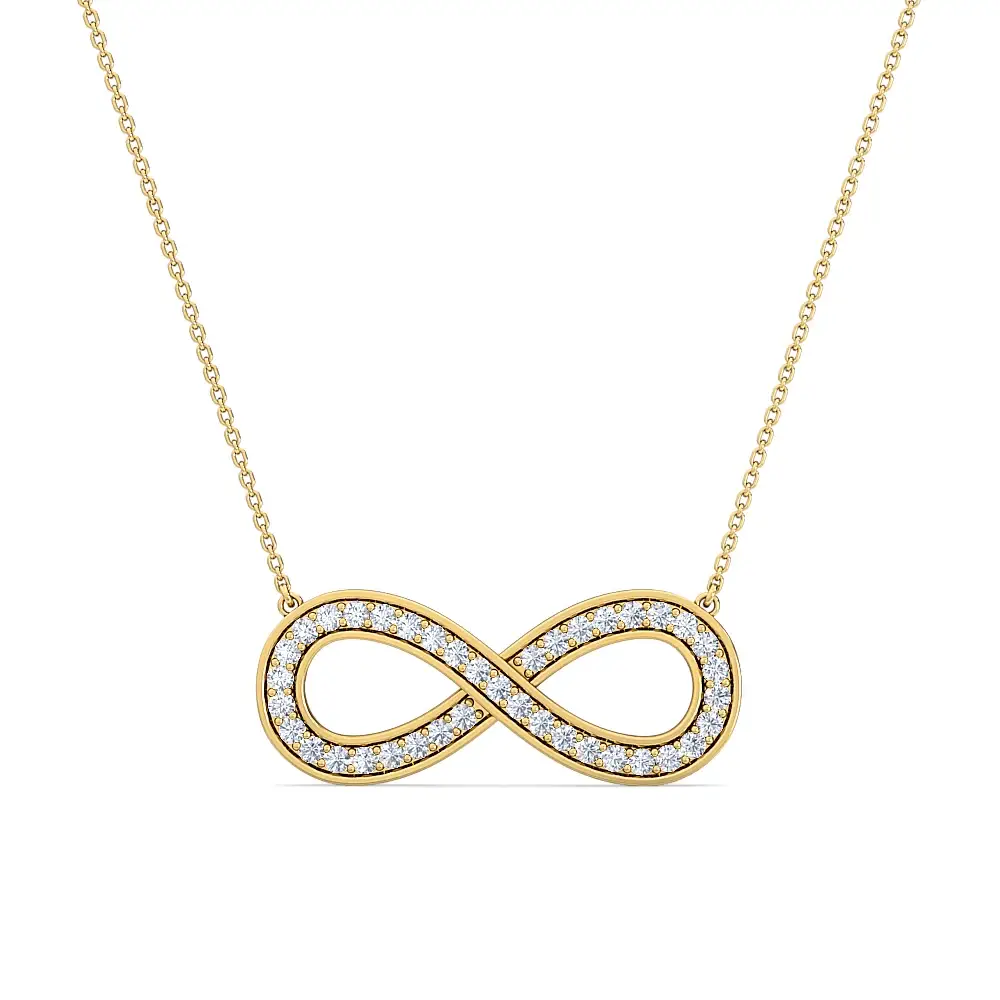Infinity Diamond Women'S Pendant | 33 Round Cut Diamonds Endless Love Symbol Jewelry | Lab-Grown Diam : PD00160-WH-9KGold-LabD