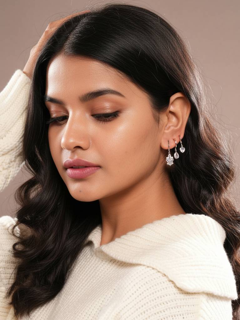 Snowfall Sparkle Earrings (Set Of 3) : Z-ZS-ER-303