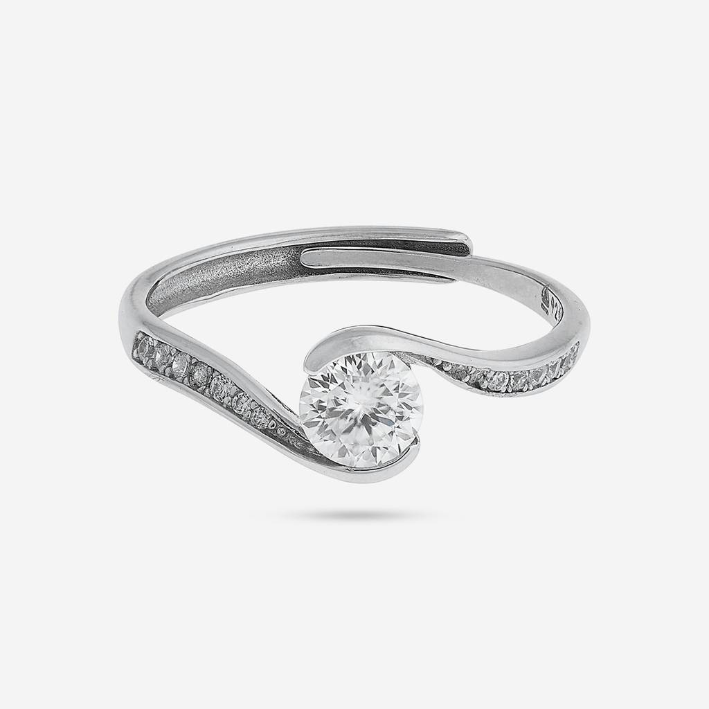 White Rhodium - Plated Office Wear Silver Finger Ring - 448452 : 448452