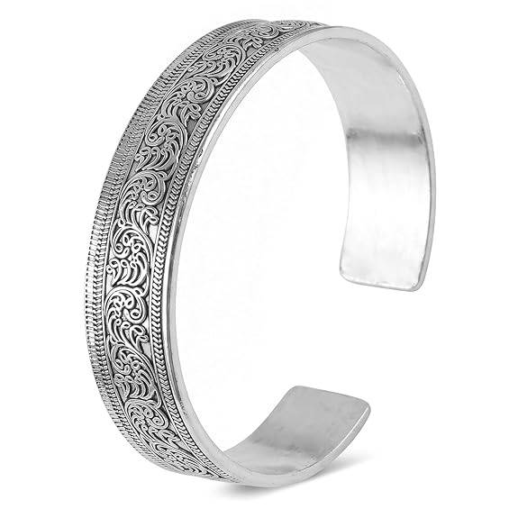Silver Plated Fancy Cuff Bracelet For Women Stylish Wrist Jewellery Casual & Festive Jewellery Gift For Her : PX9B265S