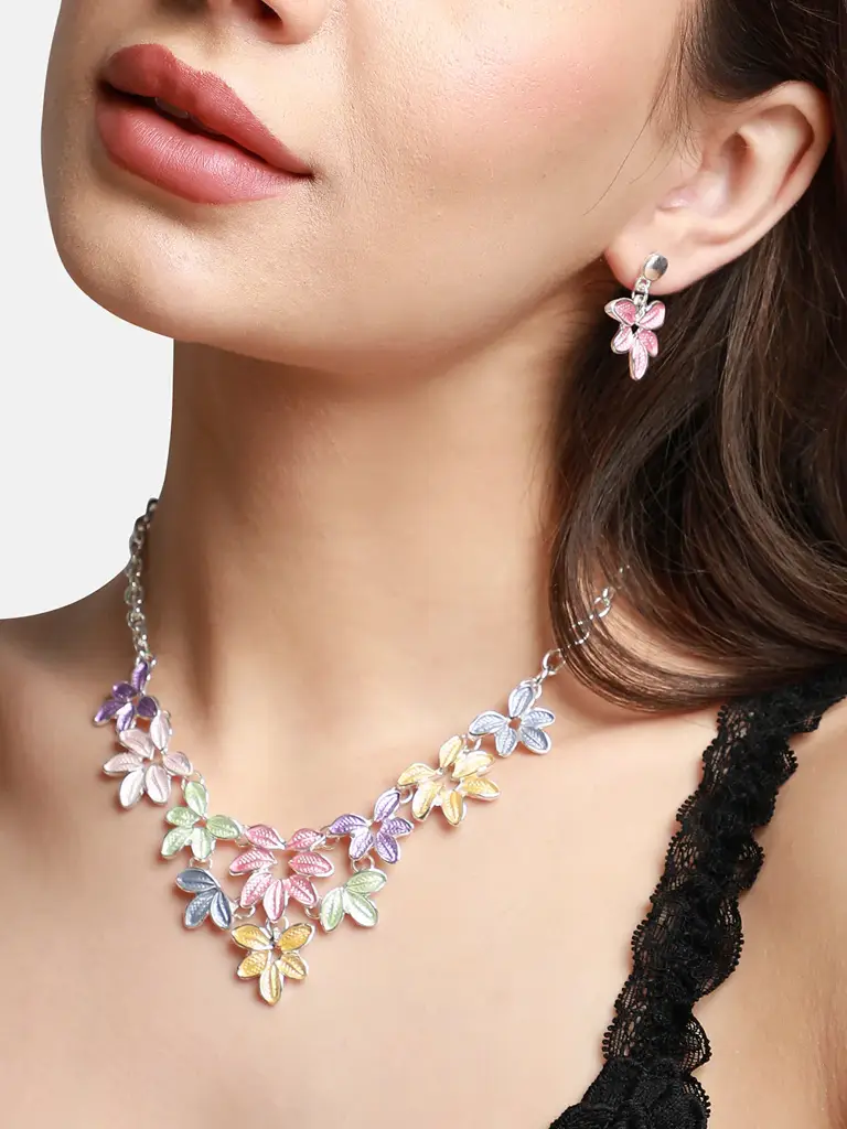 Sanmita-Women'S Multicolour Pastel Foliage Jewellery Set : SOHIJS9776