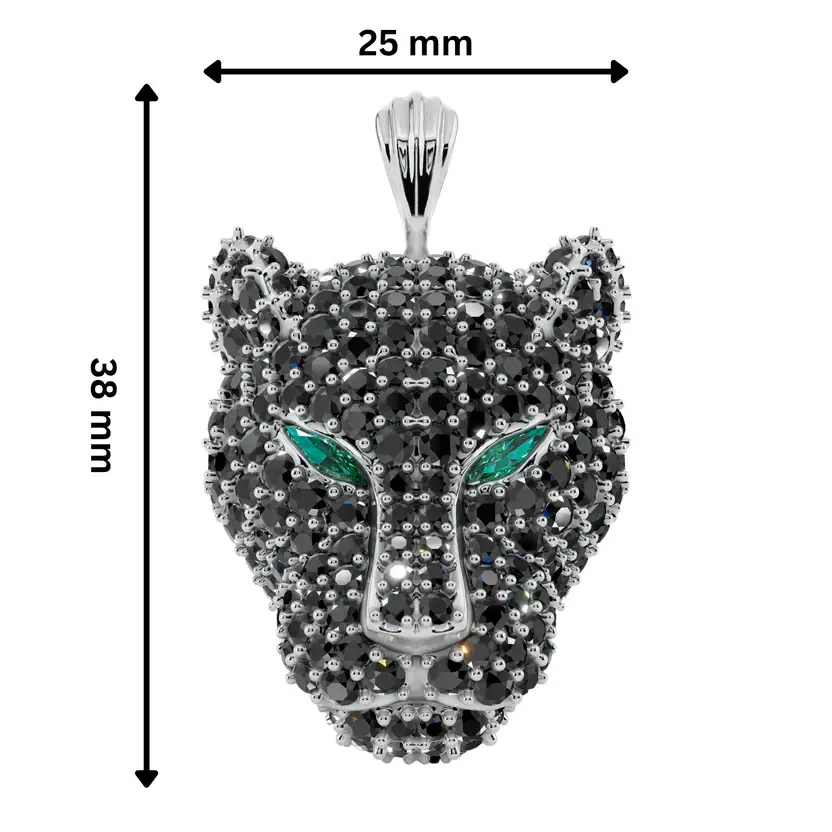 The Midnight Prowler Semi Silver Pendant Necklace : BLKPNTHR-SM-W