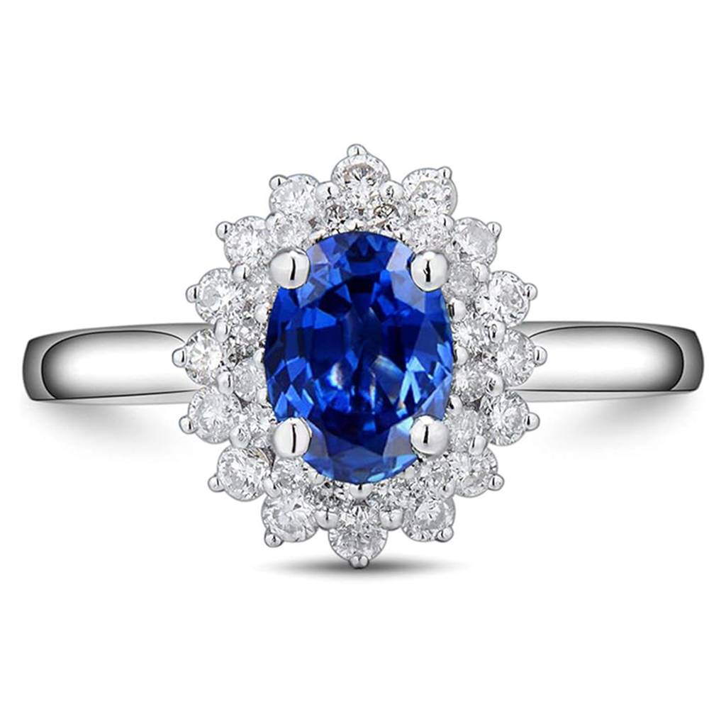 Silver Plated Synthetic Sapphire & Cubic Zirconia Studded Solitaire Ring Contemporary Jewellery For Women & Girls : PX9R3030SB-7
