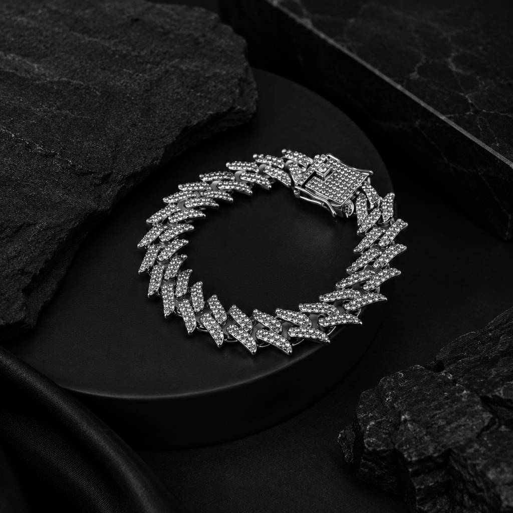 Rhodium Plating Anti Tarnish Waterproof Bolt Bracelet : AN-LJ-SI-0040-DB-M