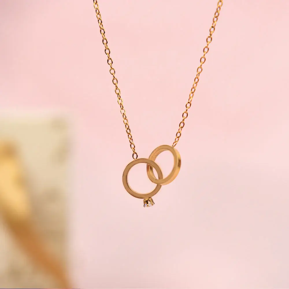 Best Mother'S Day Gift With Gold Necklace And Gold-Tone Ring Set For Mother : NRC-259-G-2