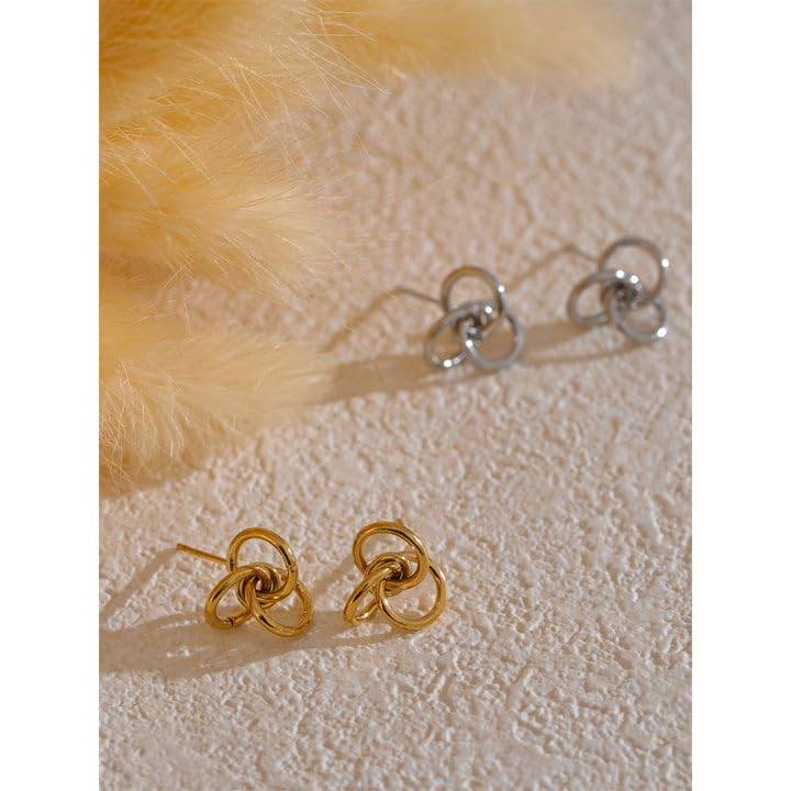 Ira Interlink Studs - Gold | 18K Gold Plated | Waterproof, Hypoallergenic & Anti-Tarnish : DSVDJY05250442