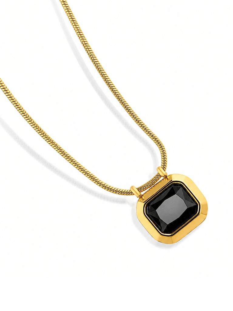 18K Gold Plated Stainless Steel Waterproof & Anti-Tarnish Golden Frame Necklace : N52SJSS0G