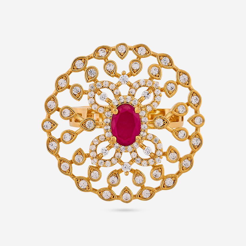Gold - Plated Bridesmaid Zircon Finger Ring - 456448 : 456447