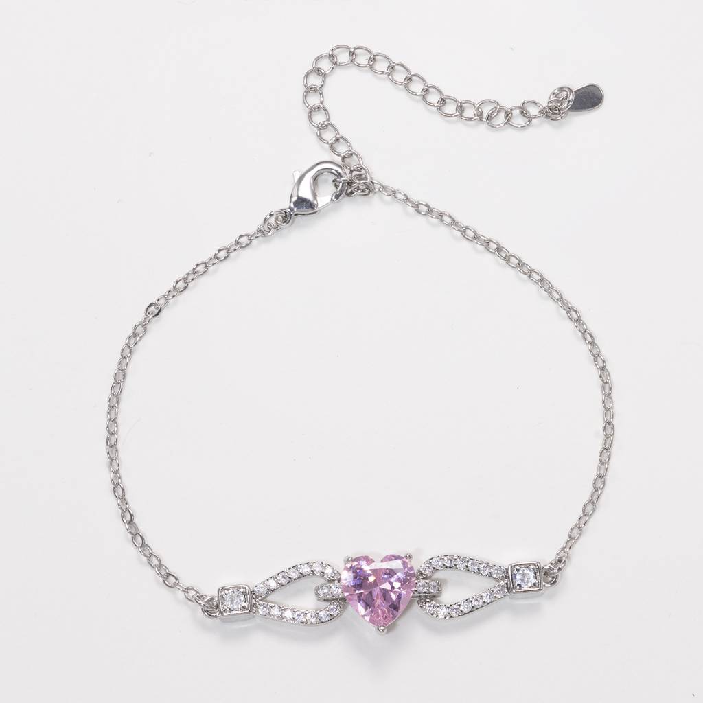 Pink Silver Plated Stylish Bracelet For Women Crystal & Cubic Zirconia Studded Casual & Festive Wear Jewellery Gif : PX9B275PK