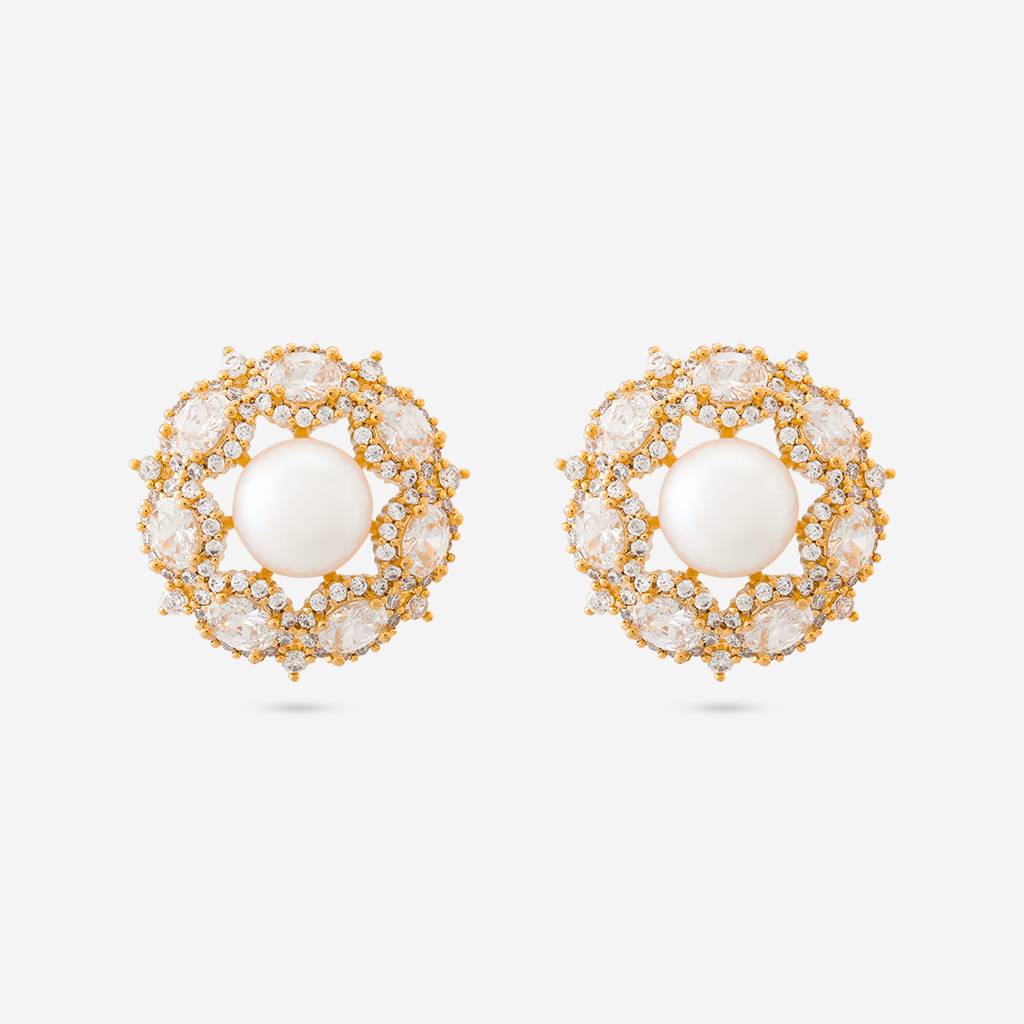 Pearl Gold - Plated Casual Wear Trendy Zircon Earring - 464751 : 464751