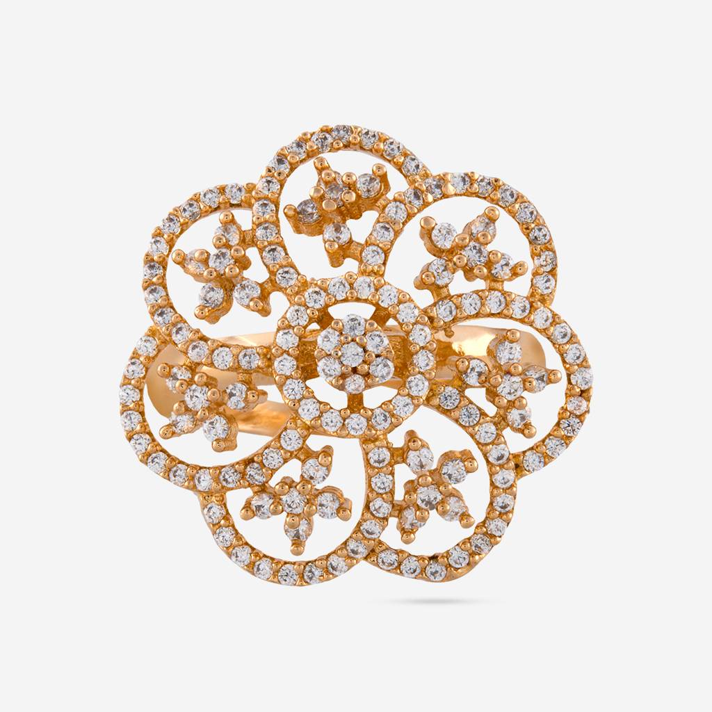 White Gold - Plated Party Wear Zircon Finger Ring - 462366 : 462366