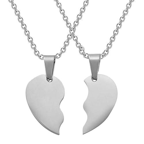 Gold Plated Heart Shape Couple Pendant Chain Necklace Contemporary Style Jewellery For Men & Women : PFCCP20S