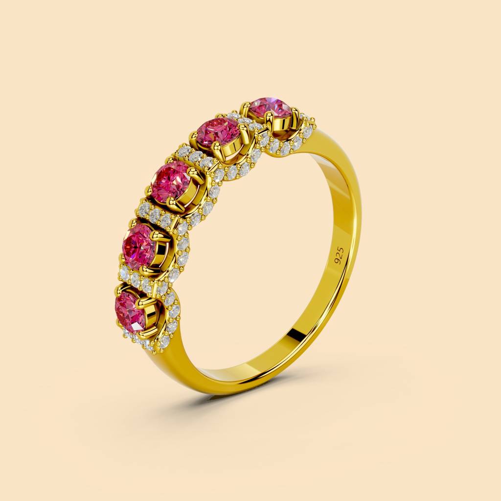 22K Gold Vermeil |Rosefire Ring| Pure 925 Sterling Silver With The Thickest Gold Layer : TSRI-ROS-13-22K-70105