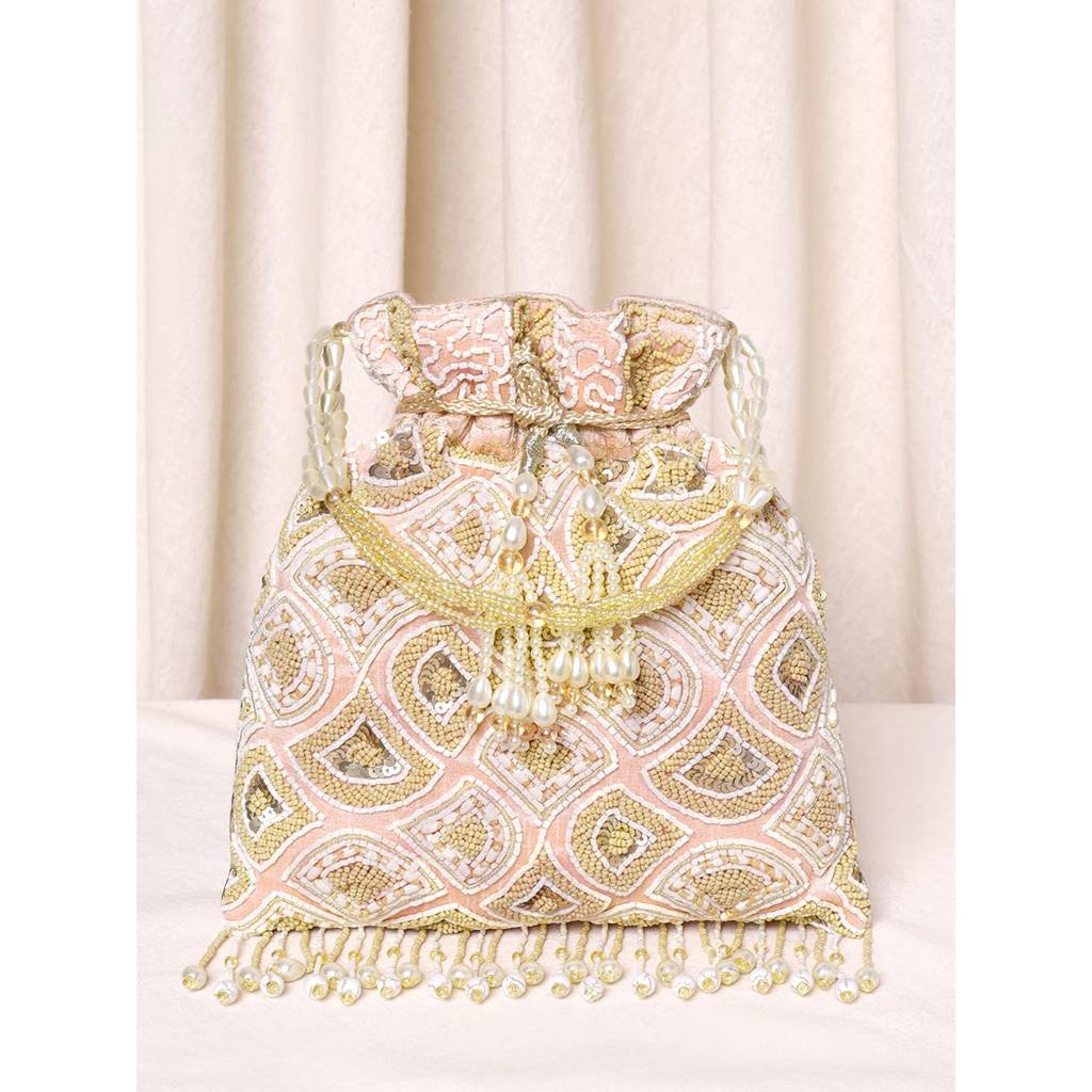 Potli Bags For Women Evening Bag Clutch Ethnic Bride Purse With Drawstring (P37Bl) : P37PK-1